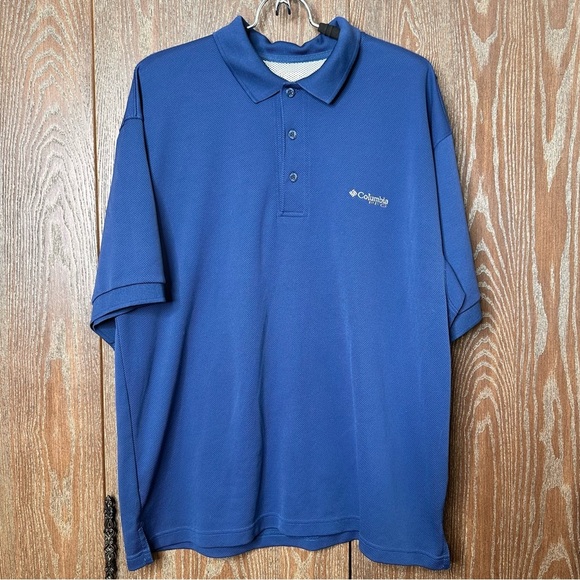 Columbia PFG Omni Shade Perfect Cast Polo Shirt Mens Blue Short Sleeve Top Shirt - Picture 1 of 10